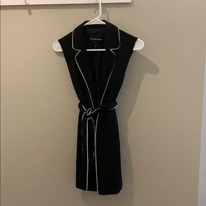 Blazer style vest with white piping and tie belt